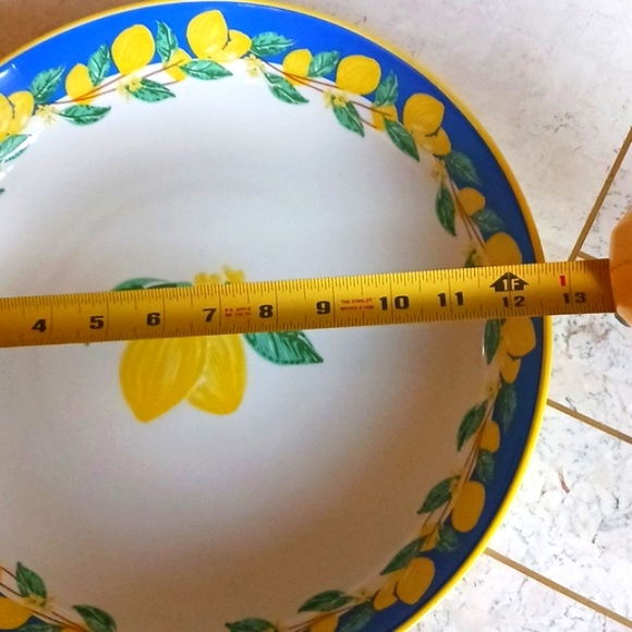 Lidia bastianich Pasta Bowl, stoneware, 12 1/2" dia., lemons design,NEW IN BOX - Picture 7 of 8